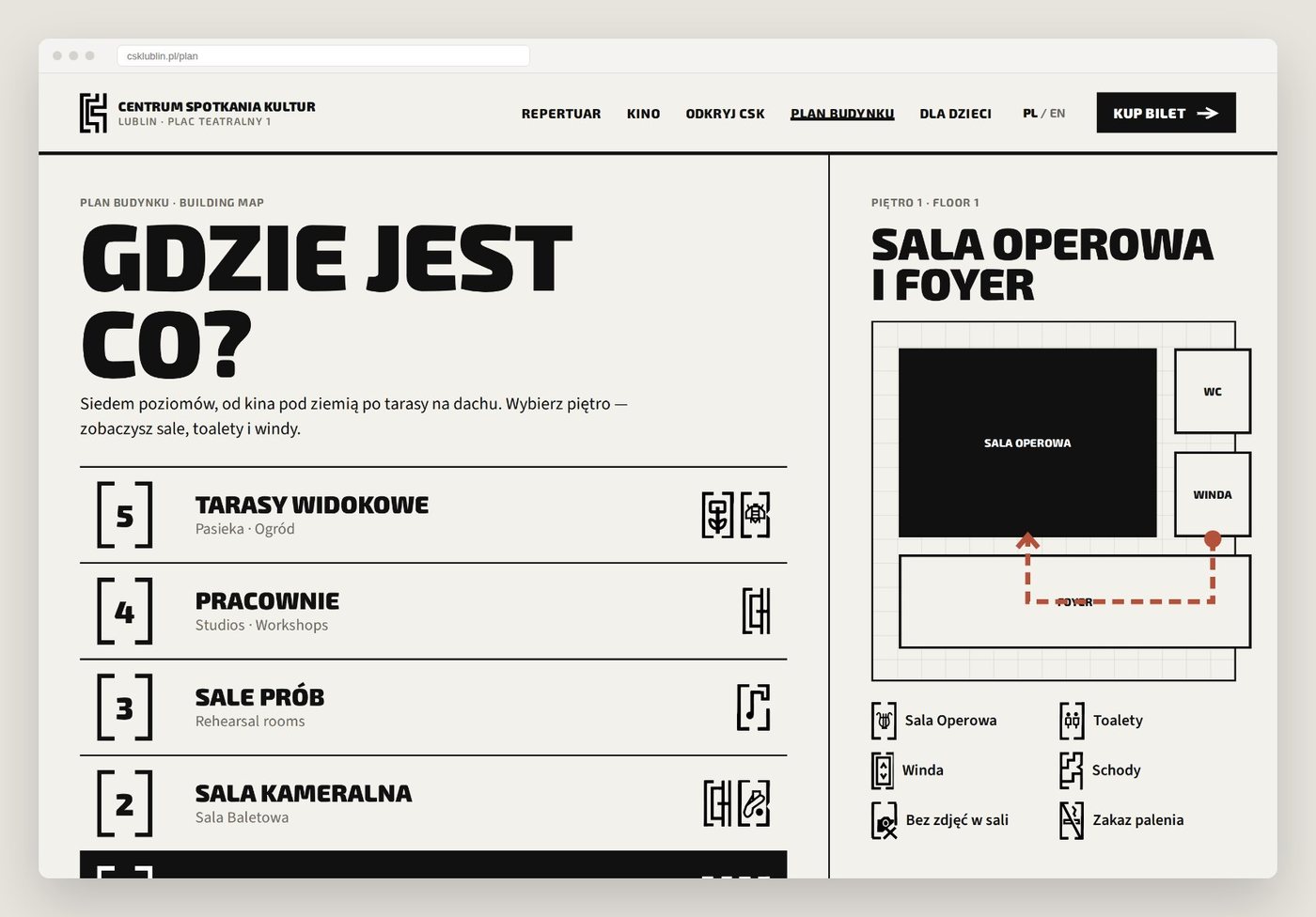 Plan budynku według pięter