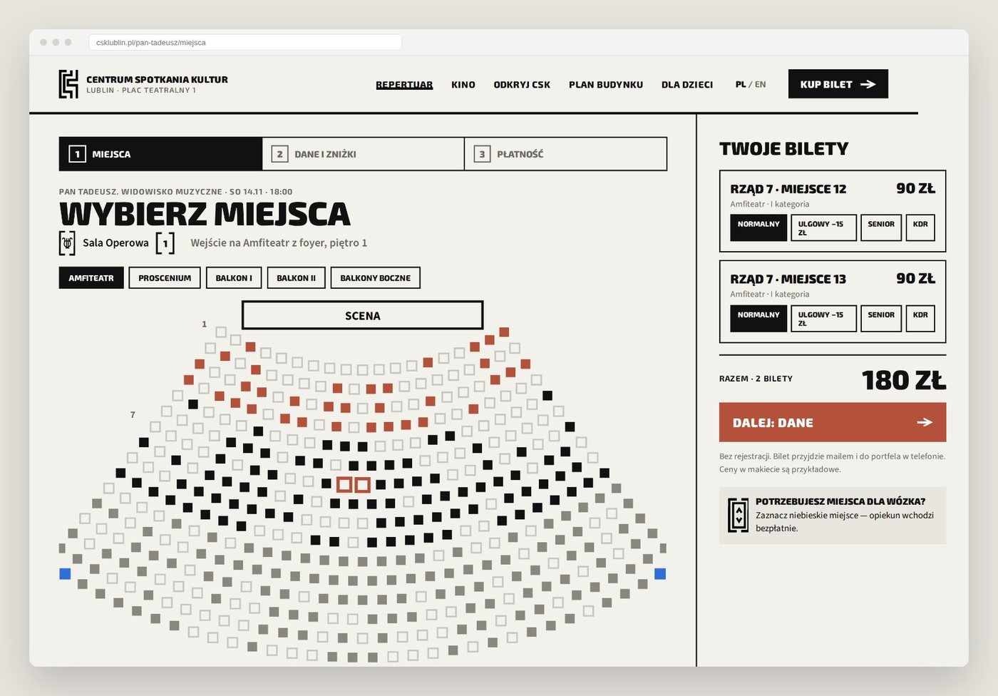 Wybór miejsc w trzech krokach
