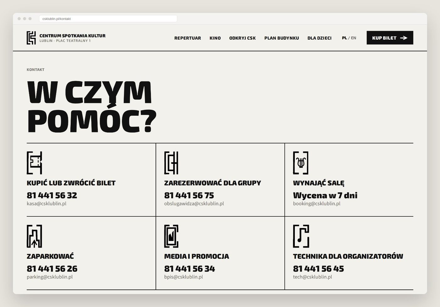 Kontakt według zadania