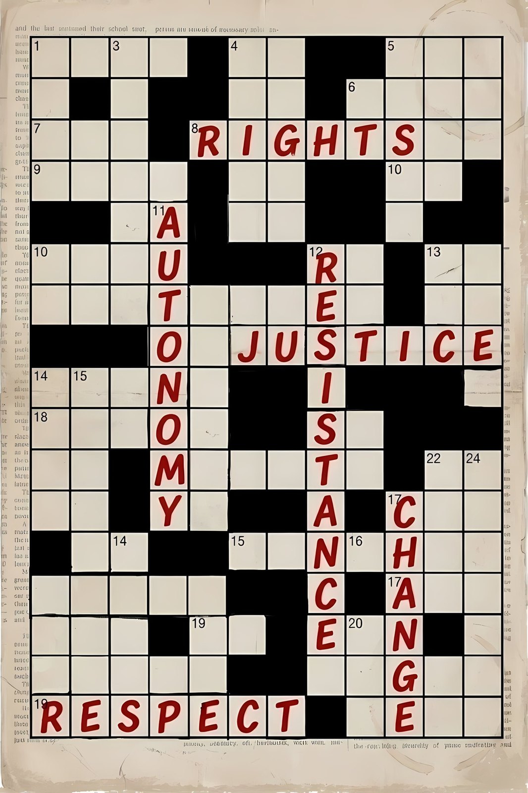 Crossword of rights — poster from the series No One Gets to Decide for Me