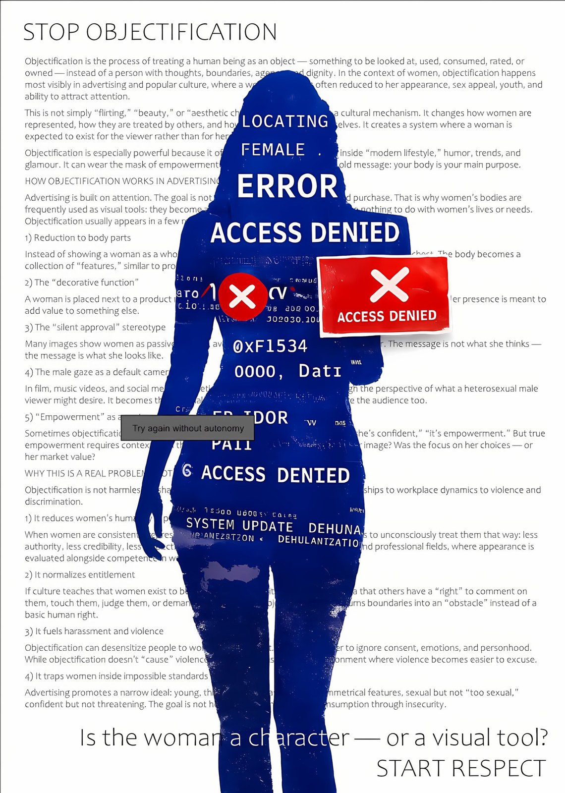 Stop objectification — poster from the series No One Gets to Decide for Me