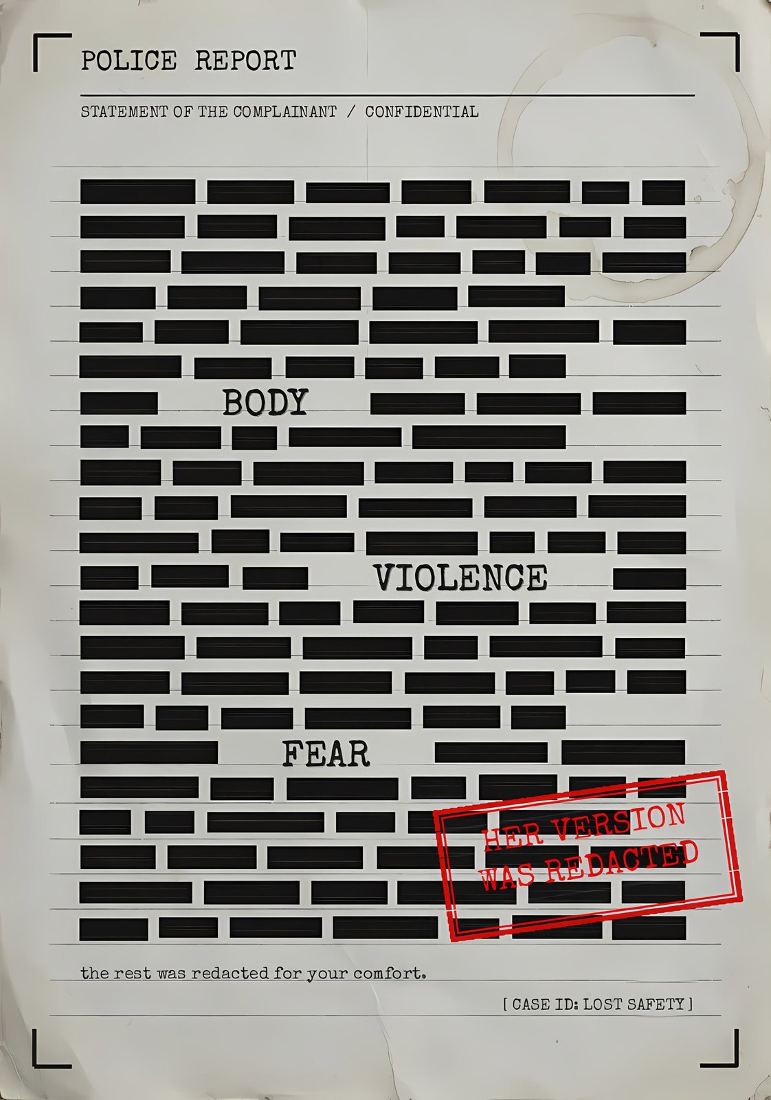 Police report — poster from the series No One Gets to Decide for Me