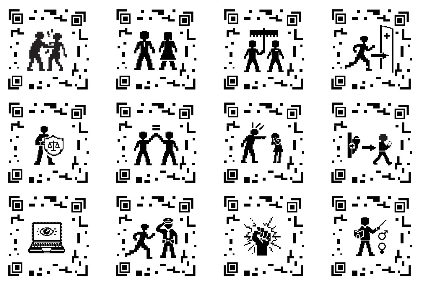 The pictogram set inside QR tiles