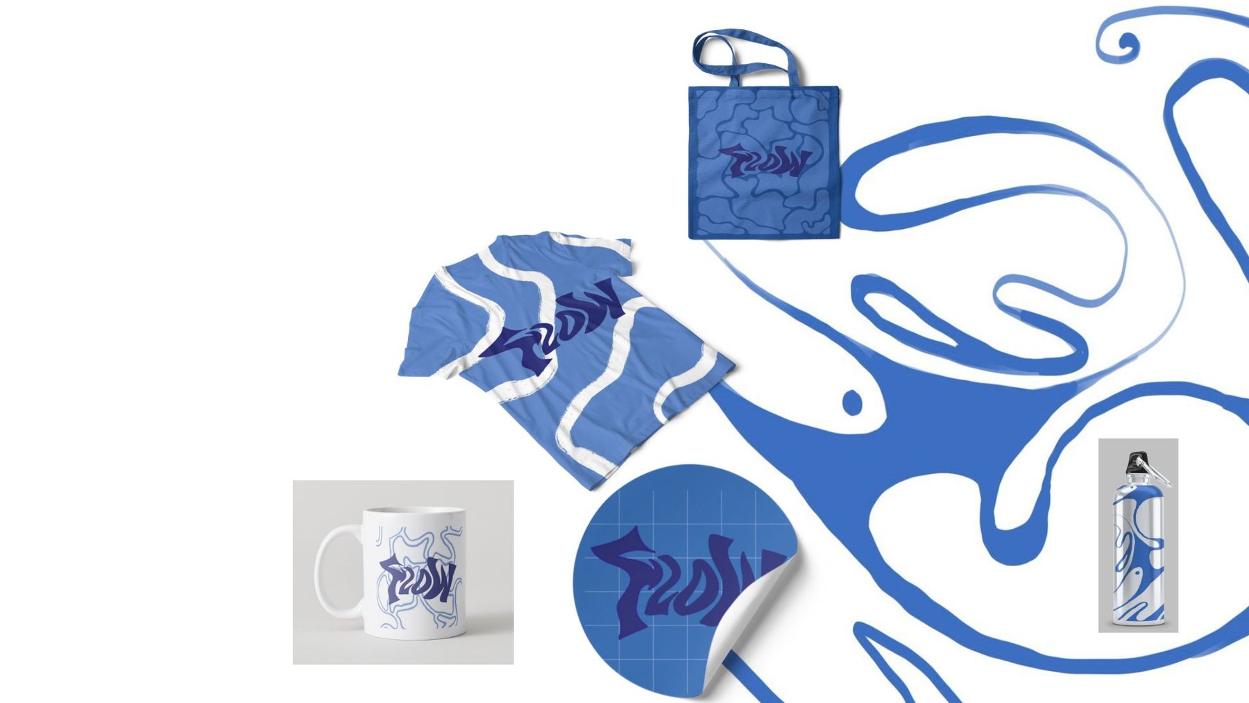 Merchandise: tote, bottle, mug