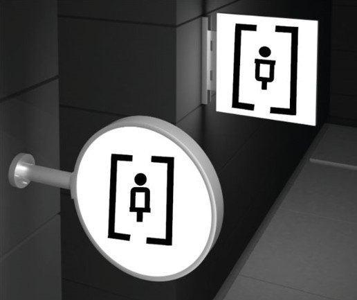 Backlit toilets sign