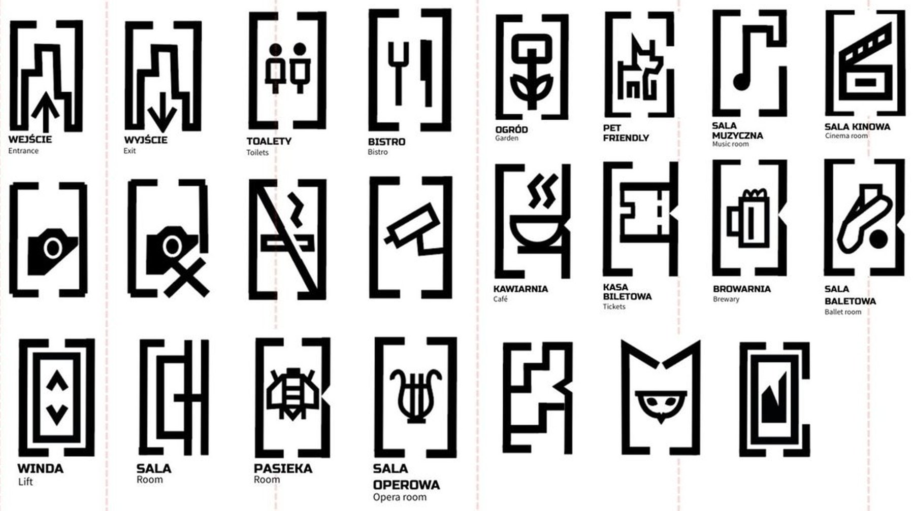 Pictogram set: rooms and services