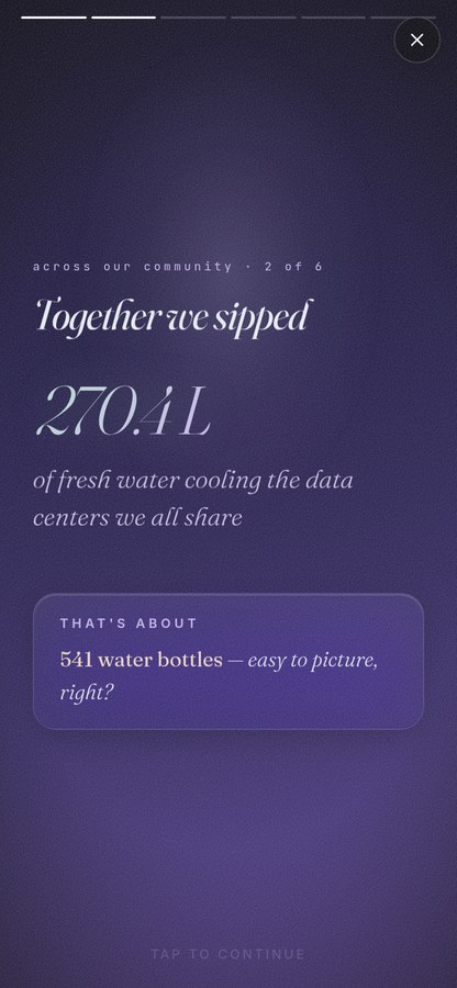 270 L of water — in bottles