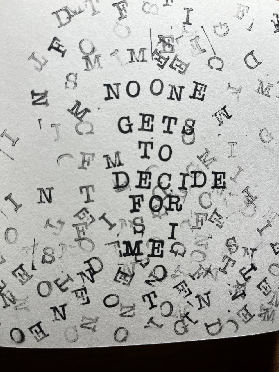 Stamped letters, before the sentence